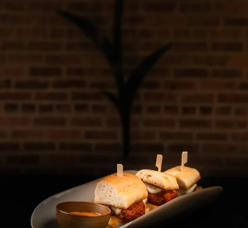 Sliders on toasted buns.